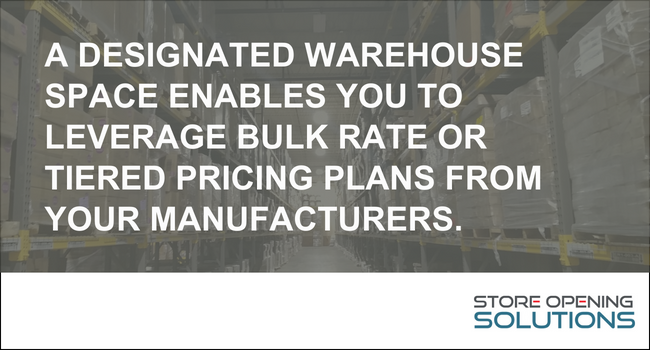 A designated warehouse enables you to leverage bulk rate.