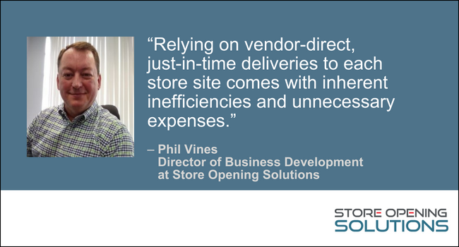 Relying on vendor-direct, just-in-time deliveries to each store site comes with inherent inefficiencies and unnecessary expenses.